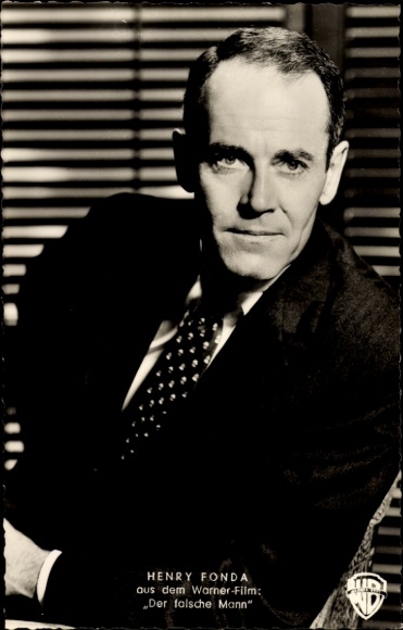 Ak Schauspieler Henry Fonda, Portrait im Anzug, Der falsche Mann