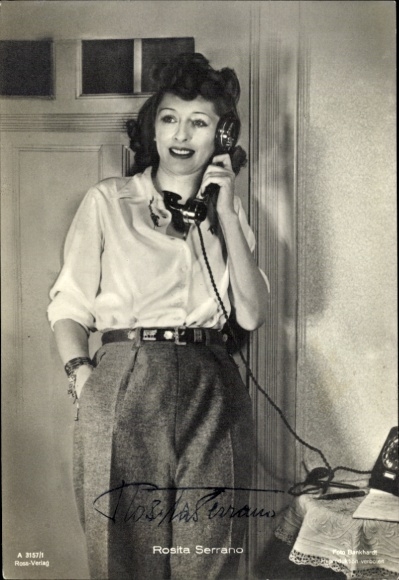 Ak Schauspielerin Rosita Serrano, Portrait, Autogramm, Telefon