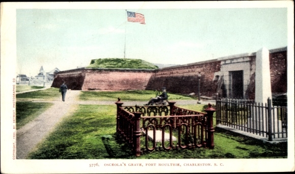 Ak Charleston South Carolina Vereinigte Staaten, Osceolas Grab, Fort Moultrie
