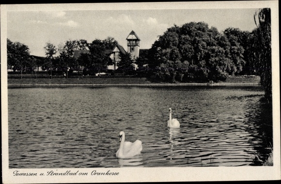 Ak Berlin Lichtenberg Hohenschönhausen, Terrassen und Strandbad am Orankesee, Gaststätte