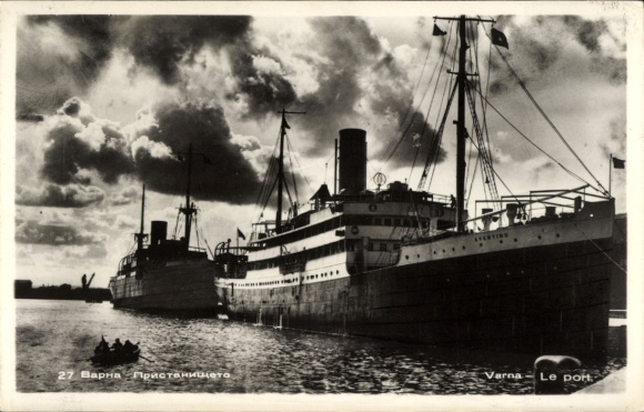 Ak Warna Varna Bulgarien, Hafen, Dampfschiff Arventino