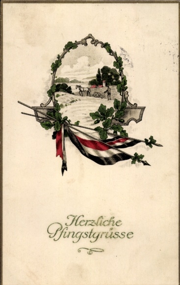 Passepartout Ak Glückwunsch, Pfingsten, Patriotik