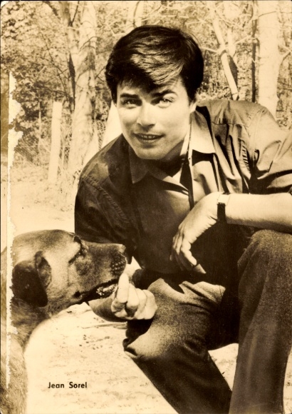 Ak Schauspieler Jean Sorel, Julia, du bist zauberhaft, Hund