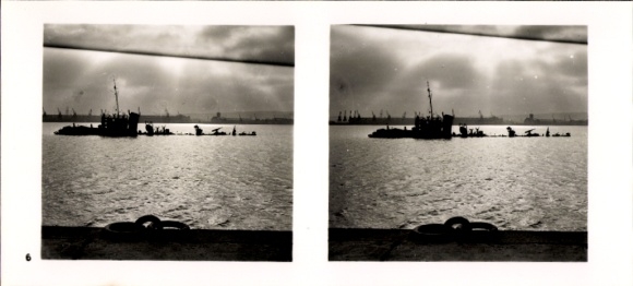 Stereo Raumbild Foto Die Soldaten d. Führers im Felde Nr.6 Versenktes poln. Kriegsschiff, Gotenhafen