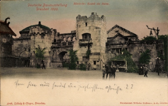 Ak Dresden, Deutsche Bauausstellung 1900, Römisches Kastell, Ruine