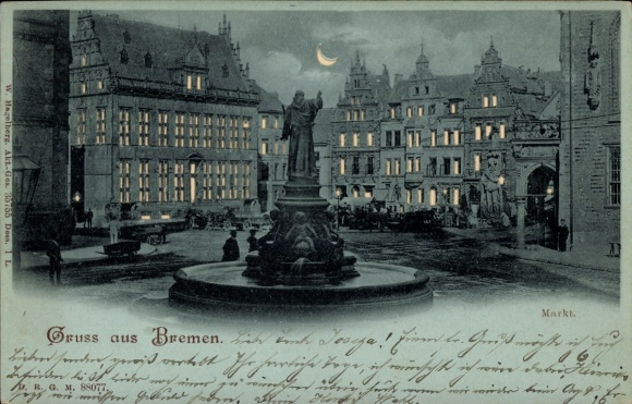 Halt gegen das Licht Mondschein Ak Hansestadt Bremen, Markt