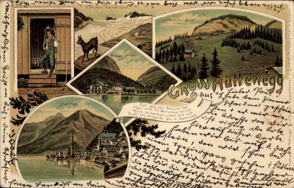 Litho Bad Goisern am Hallstättersee Oberösterreich, Hüttenegg-Alpe, Hallstatt