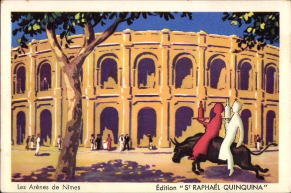 Ak Nîmes Gard, Les Arènes, Édition St. Raphael Quinquina