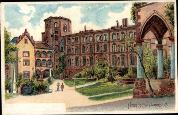 Ak Heidelberg am Neckar, Schlosshof