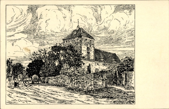 Künstler Ak Oenike, Karl, Massen Unna im Ruhrgebiet, Kirche