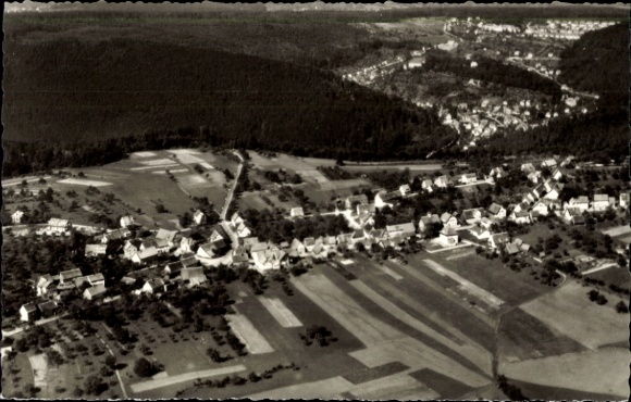 Ak Waldrennach Neuenbürg an der Enz Schwarzwald, Luftaufnahme von  Felder, Häuser, Wald, Neuenbür