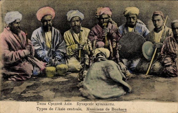 CPA Types de l'Asie centrale, Musiciens de Buchara