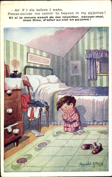 Künstler Ak McGill, Donald, Kleiner Junge beim Abendgebet