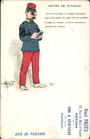 Künstler Ak Guillaume, Motifs de Punition, Französischer Soldat