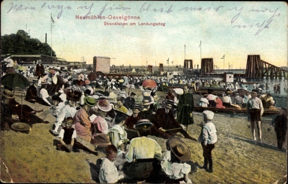 Ak Hamburg Altona Neumühlen Oevelgönne, Strandleben am Landungssteg