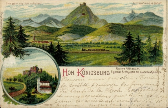 Halt gegen das Licht Litho Orschwiller Orschweiler Elsass Bas Rhin, Hohkönigsburg, Hotel Königsburg