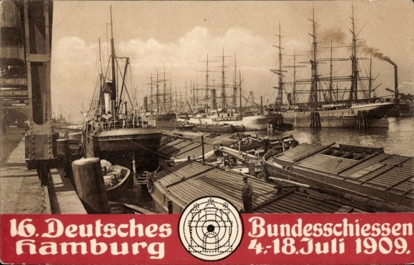 Ak Hamburg, Hafen, 16. Deutsches Bundesschießen 1909