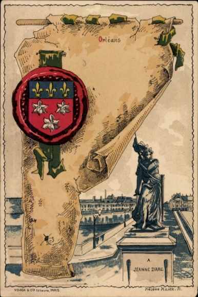 Künstler Wappen Litho Hantz, Helene, Orléans Loiret, Monument a Jeanne d'Arc