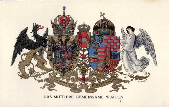 Wappen Ak Das mittlere gemeinsame Wappen, Österreich Ungarn