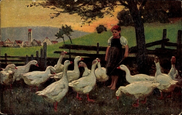 Künstler Ak Gräsel, Franz, Gänseliesels Freundinnen, Degi 408