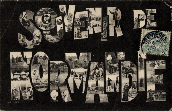 Buchstaben Ak Souvenir de Normandie, Trachten