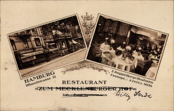 Ak Hamburg Hohenfelde, Restaurant Zum Mecklenburger Hof, Ifflandstrasse 12