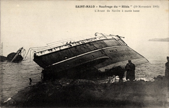 CPA Saint Malo Ille et Vilaine Bretagne, Schiffbruch der Hilda, 19 November 1905