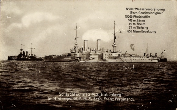 Ak KuK-Marine, Schlachtschiff S.M.S. Babenberg, S.M.S. Erzherzog Franz Ferdinand