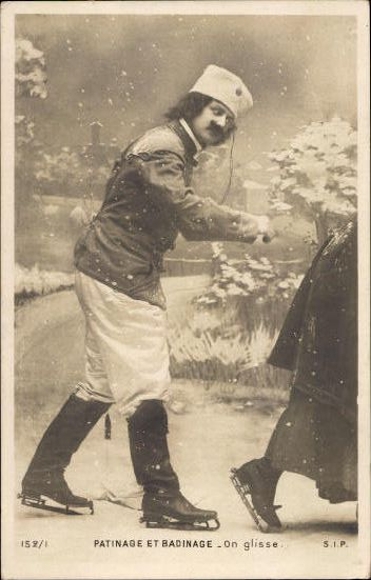 7 AK, Komplette Serie, Paar beim Schlittschuhlaufen