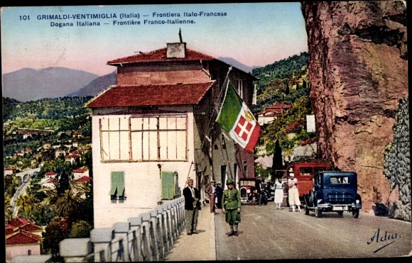 Ak Grimaldi di Ventimiglia Liguria, Frontiera Italiana, Grenze Italien Frankreich