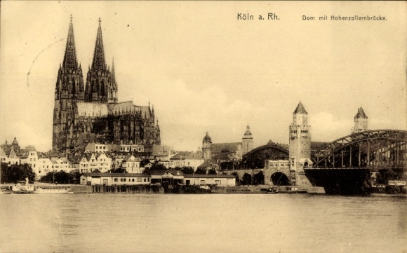 Ak Cöln Köln am Rhein, Kölner Dom, Hohenzollernbrücke, Rhein, Stadtansicht