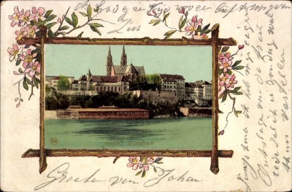 Präge Passepartout Ak Basel Stadt Schweiz, Teilansicht