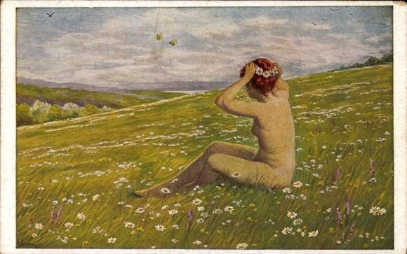 Künstler Ak Elmi, Frühlingsblumen, Erotik