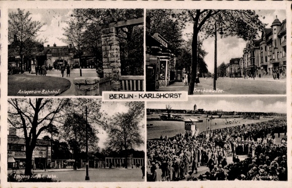 Ak Berlin Lichtenberg Karlshorst, Treskowallee, Bahnhof, Rennbahn