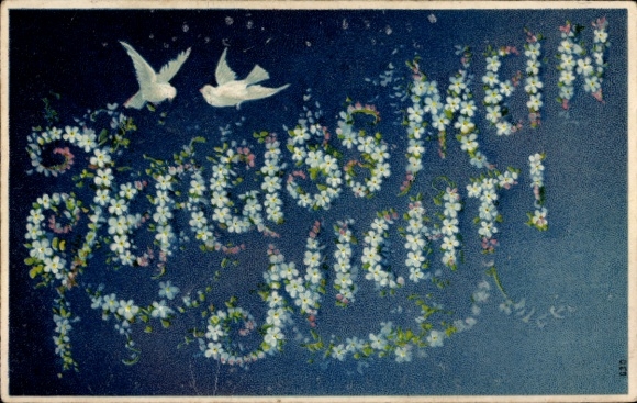 Buchstaben Ak Vergiss mein nicht, Tauben