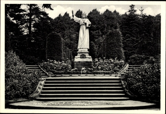 Ak Hamburg Nord Ohlsdorf, Friedhofsanlagen, Christusfigur