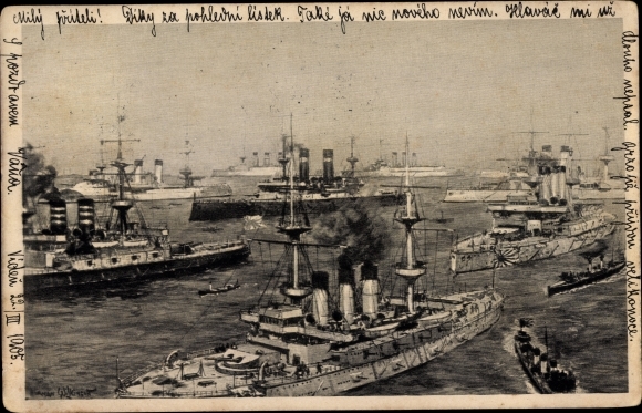 Künstler Ak Types de Vaisseaux de la Flotte Japonaise