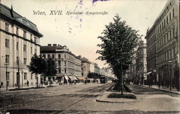 Ak Wien 17 Hernals, Rohrerhütte,  Hernalser Hauptstraße, Straßenansicht, Bäume, Menschen