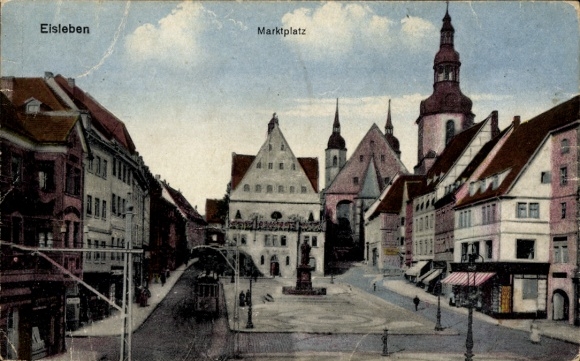 Ak Lutherstadt Eisleben, Marktplatz