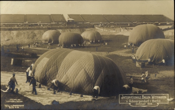 Ak Berlin Wilmersdorf Schmargendorf, Internationale Ballon-Wettfahrten Oktober 1908